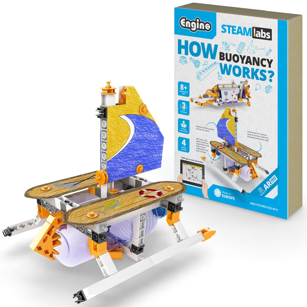 Engino: STEAM Labs Junior: How Buoyancy Works - 4 Model Brick Building Set, Toybook Series, Experiment & Art Activities, Play & Learn Science, Kids 8+